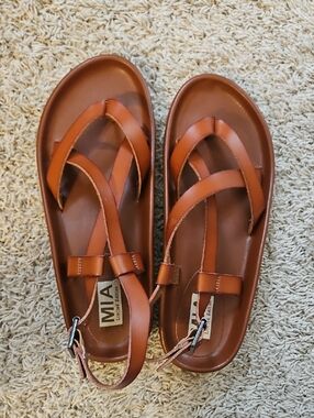 MIA Women's Tan Leather Strappy Sandals